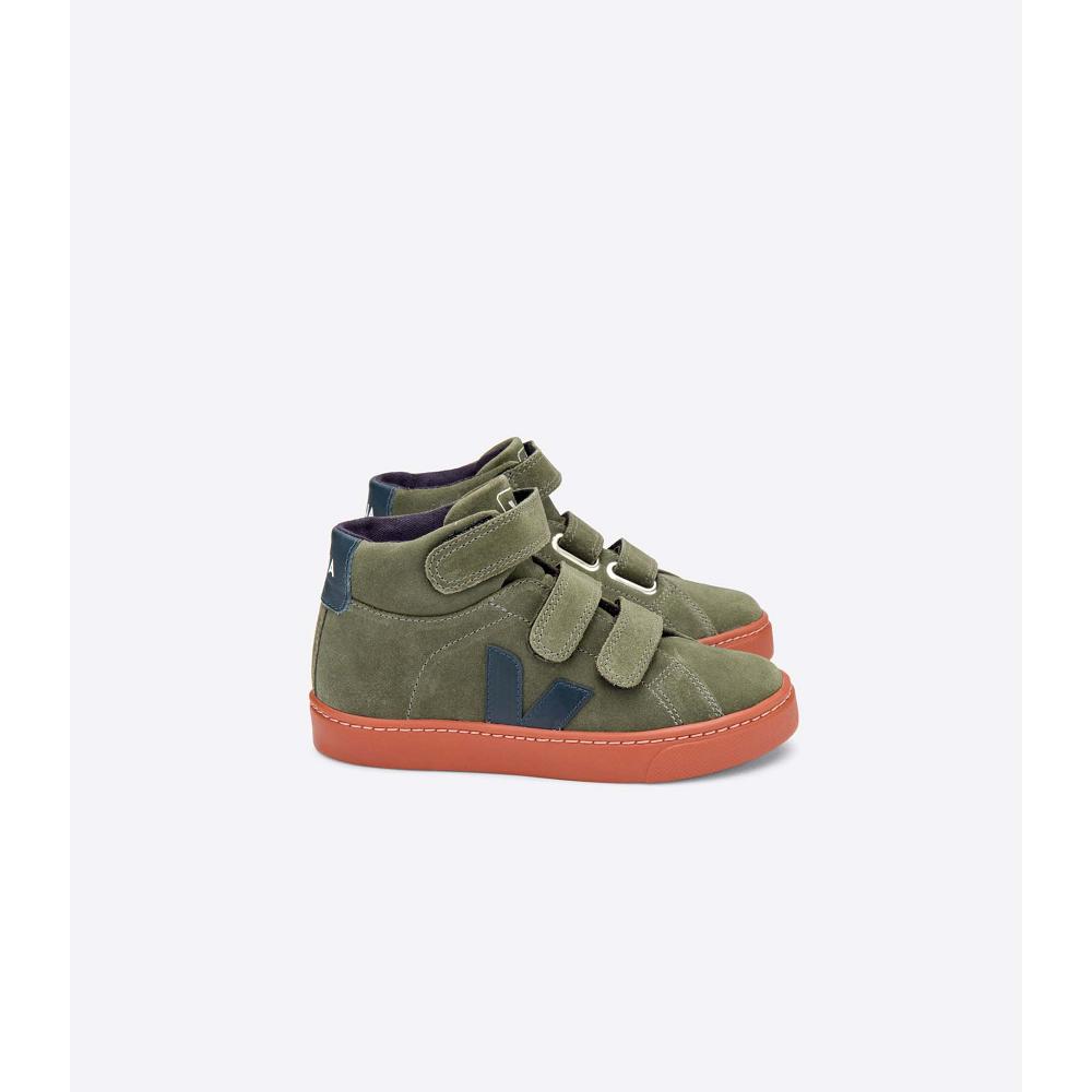 Veja ESPLAR MID SUEDE Kids\' High Tops Olive | NZ 694XYU